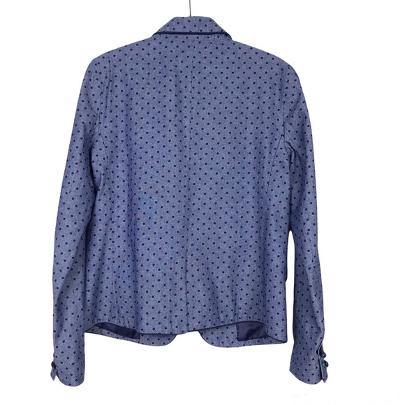 Gap Blue Navy Polka Dot Button Front Chambray The Academy Blazer Size 4 - Picture 3 of 7